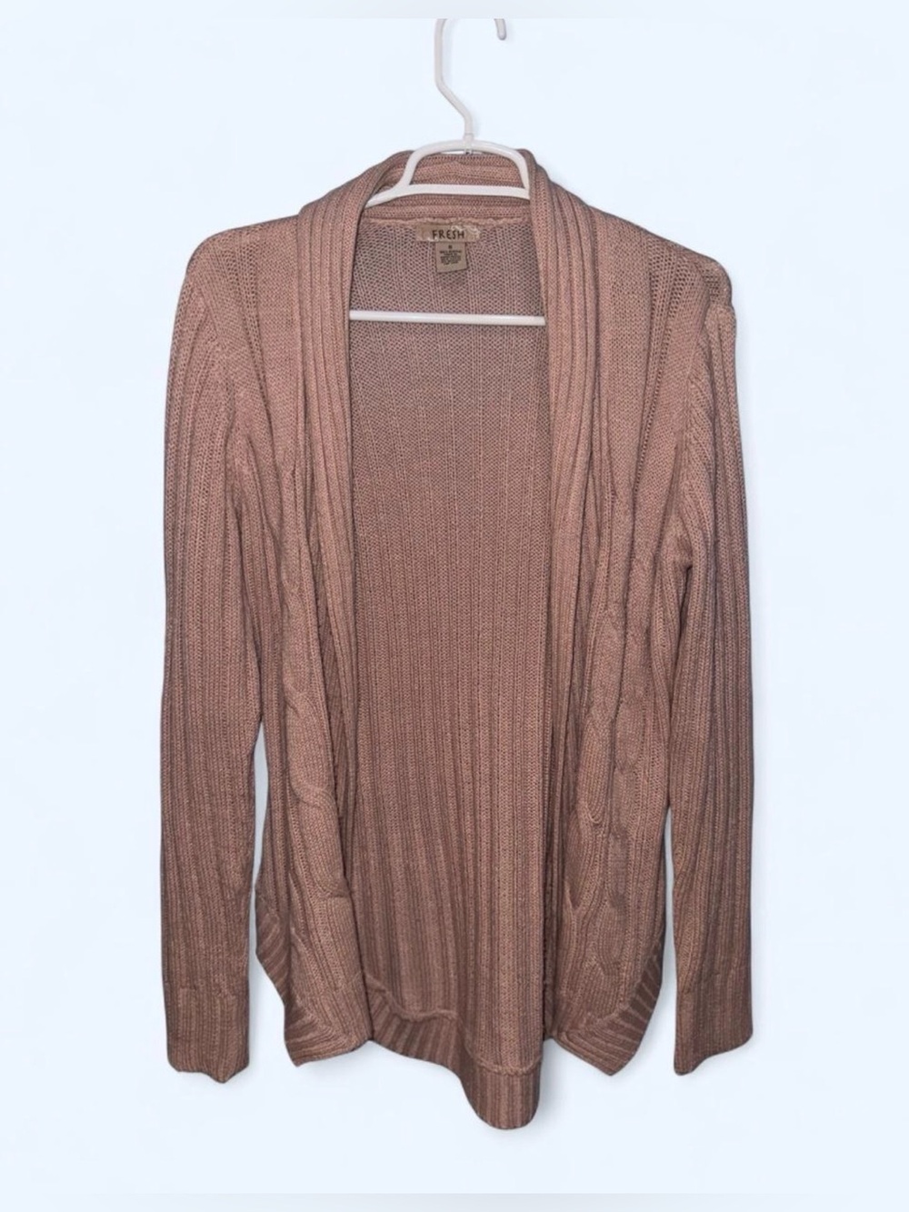 fresh Open-Front Ribbed Cardigan - Dusty Pink